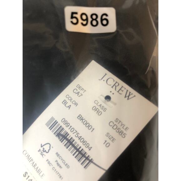 J. Crew Dress Pants Feather Trim Hem Mid Rise Flare Leg Cropped Black NWT 10 - Picture 9 of 9